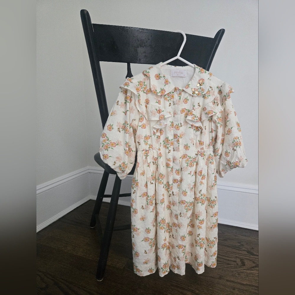 Charming Floral Kids Dress with Ruffle Detail